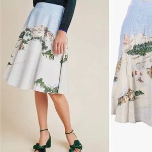 Anthropologie Corey Lynn Calter Winter Wonderland Landscape Ski Midi